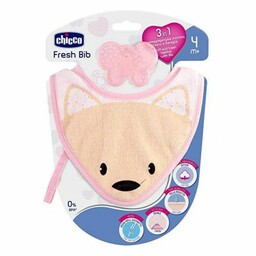 Chicco Śliniak z gryzakiem 4m+-różowy Chicco Śliniak