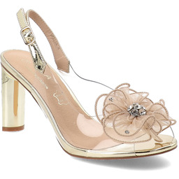 S.Barski Złote Sandały Eleganckie Obuwie Damskie