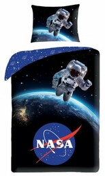 Pościel bawełniana 140x200 Nasa + worek bawełniany Kids