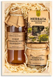 Kosz prezentowy HERBATA KWITNĄCA konfitura płatki róży PREMIUM