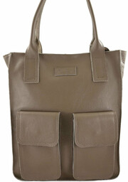 Torba shopper bag do pracy - Beżowa ciemna
