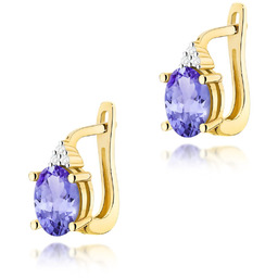 Złote kolczyki K0308 Tanzanit 2 x 0,70ct żółte