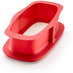 Lékué Duo, prostokątna tortownica, ceramika i silikon, czerwona,