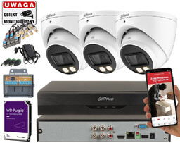 Zestaw monitoringu 3 kamery analogowe Dahua HAC-HDW1509T-A-LED-0280B-S2 5MPx