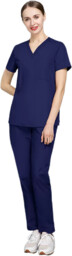 Nianqing Komplet Medyczny unisex Scrubs - Granatowy -