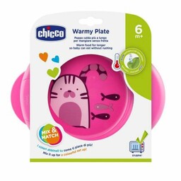 Chicco Podgrzewany talerz 6m+-różowy do karmienia, trzy kolory