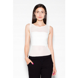 BODY damskie BEZ RĘKAWÓW z prześwitami białe L