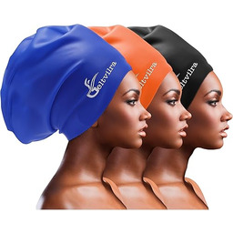 3-pak bardzo dużych czepków pływackich na warkocze