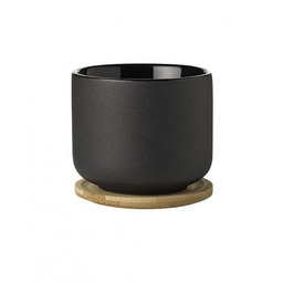 Stelton THEO Kubek z Pokrywką Bambusową / Czarny