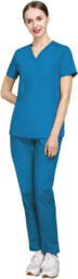 Nianqing Komplet Medyczny Scrubs - Niebieski - Model