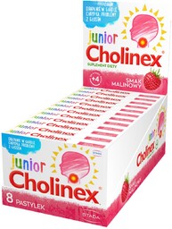 STADA PHARM CHOLINEX JUNIOR malinowy, 8 pastylek