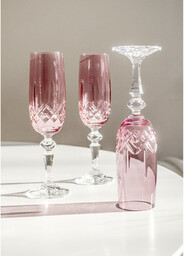 Kieliszki kryształowe do szampana prosecco 3 sztuki różowe