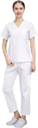 Nianqing Komplet Medyczny Scrubs - Biały - Model