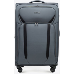 Duża walizka miękka dwukolorowa szaro - czarna