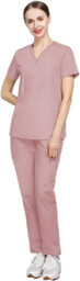 Nianqing Komplet Medyczny Scrubs - Jasnoróżowy - Model