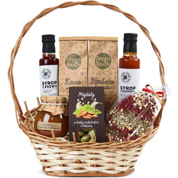 Koszyk na wielkanoc prezent zestaw prezentowy herbata kawa