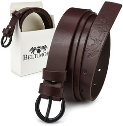 Beltimore skórzany damski pasek czarny 2,5 cm burgundowy