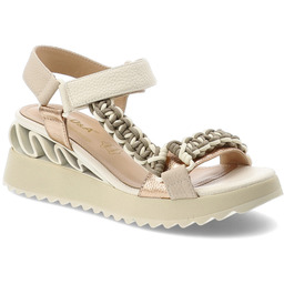 S.Barski Sandały damskie, na lekkiej platformie z plecionymi