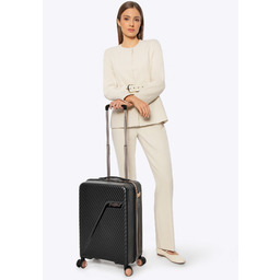 Mała walizka z polipropylenu w ukośne pasy czarno