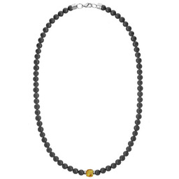 Naszyjnik męski z kosteczką z bursztynu i czarnym