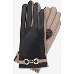 Damskie rękawiczki ocieplane z dekoracyjnym paskiem czarno -
