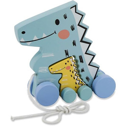 Jamara 460877 drewniana zabawka kidiwood dinozaur do ciągnięcia