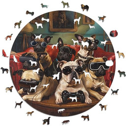 Iconic Puzzles - Psy Gamer, 100% trwałe drewniane