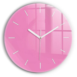 Zegar szklany ścienny do salonu Różowy fi30