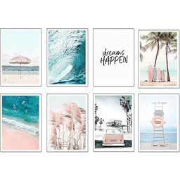 DKORARTE Zestaw 8 drewnianych obrazów bazowych do dekoracji