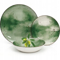 Komplet Porcelana Zestaw Talerzy Serwis Obiadowy Talerze 18el