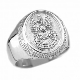 Srebrny sygnet patriotyczny z orłem w koronie
