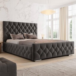 Łóżko z pojemnikiem 4319G 140x200 Welur Ciemny szary