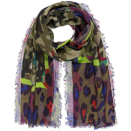 Damski szal lekki panterka zielony Passigatti