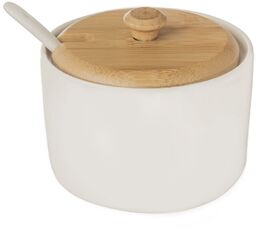 Cukierniczka z łyżeczką porcelanowa biała WHITELINE 240 ml