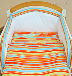 MAMO-TATO pościel 2-el Paseczki pomarańczowe do łóżeczka 70x140cm