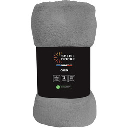 Soleil d''ocre, koc flanelowy 180x220 cm Calin szary