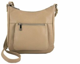 Modna włoska listonoszka skórzana - Beżowy