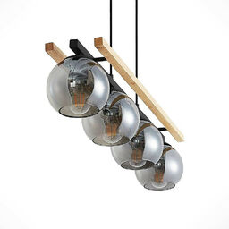 Lindby - Philika Lampa Wisząca Smoke/Wood/Black