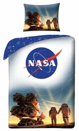 Pościel bawełniana 140x200 Nasa kosmonauci rakieta statek kosmiczny