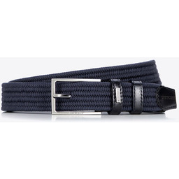 Męski pasek z materiałowej plecionki granatowy