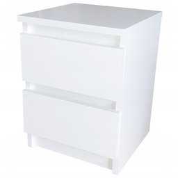 Szafka nocna, dwie szuflady stolik nocny, biała, salon