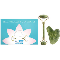 ZESTAW JADEITOWY - BEAUTY ROLLER & GUA SHA