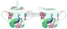 KOMPLET - PORCELANOWA CUKIERNICA I MLECZNIK - PEACOCK