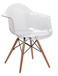 King Home Krzesło Ice Wood Arm 132-DPC przezroczyste