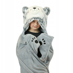 Piesek Husky Kocyk z kapturem dla dzieci Cozy