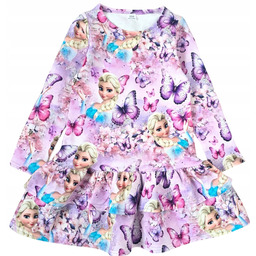 Sukienka 134 Fioletowa Z Falbankami Elsa I Anna