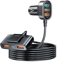 Joyroom szybka ładowarka samochodowa z przedłużaczem 45W 5xUSB-A