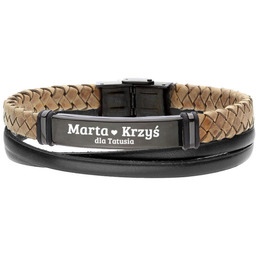 Czarna blacha na naturalnej brązowej plecionej dla tatusia