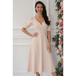 Sukienka midi rozkloszowana beż Suzzy