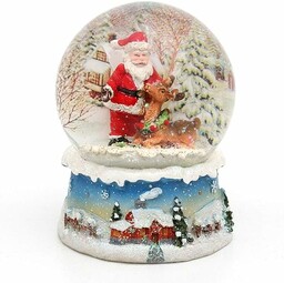 Dekohelden24 Cudowna kula śnieżna, Santa z reniferem, Ø